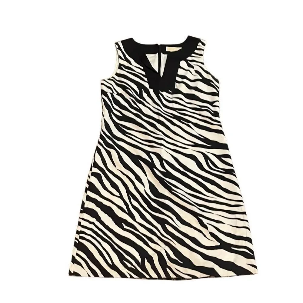 Michael Kors zebra print shift dress size 6